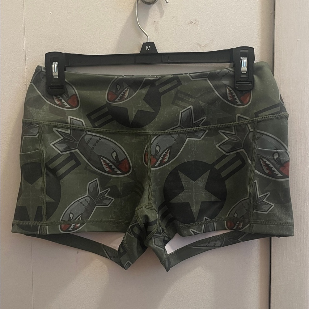 Bomber Print Booty Shorts